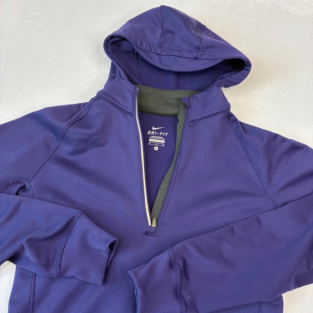 Nike Hoodie Women Medium Purple‎ Dri-FIT Half Zip Thumbhole Running Pullover